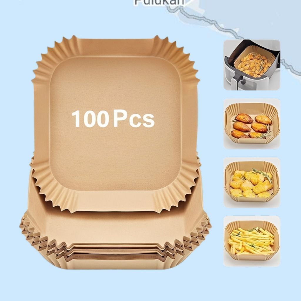 jiyana living 100 Pcs Thick Square Air Fryer Disposable Paper Liners Paper Cake Server-picture-12
