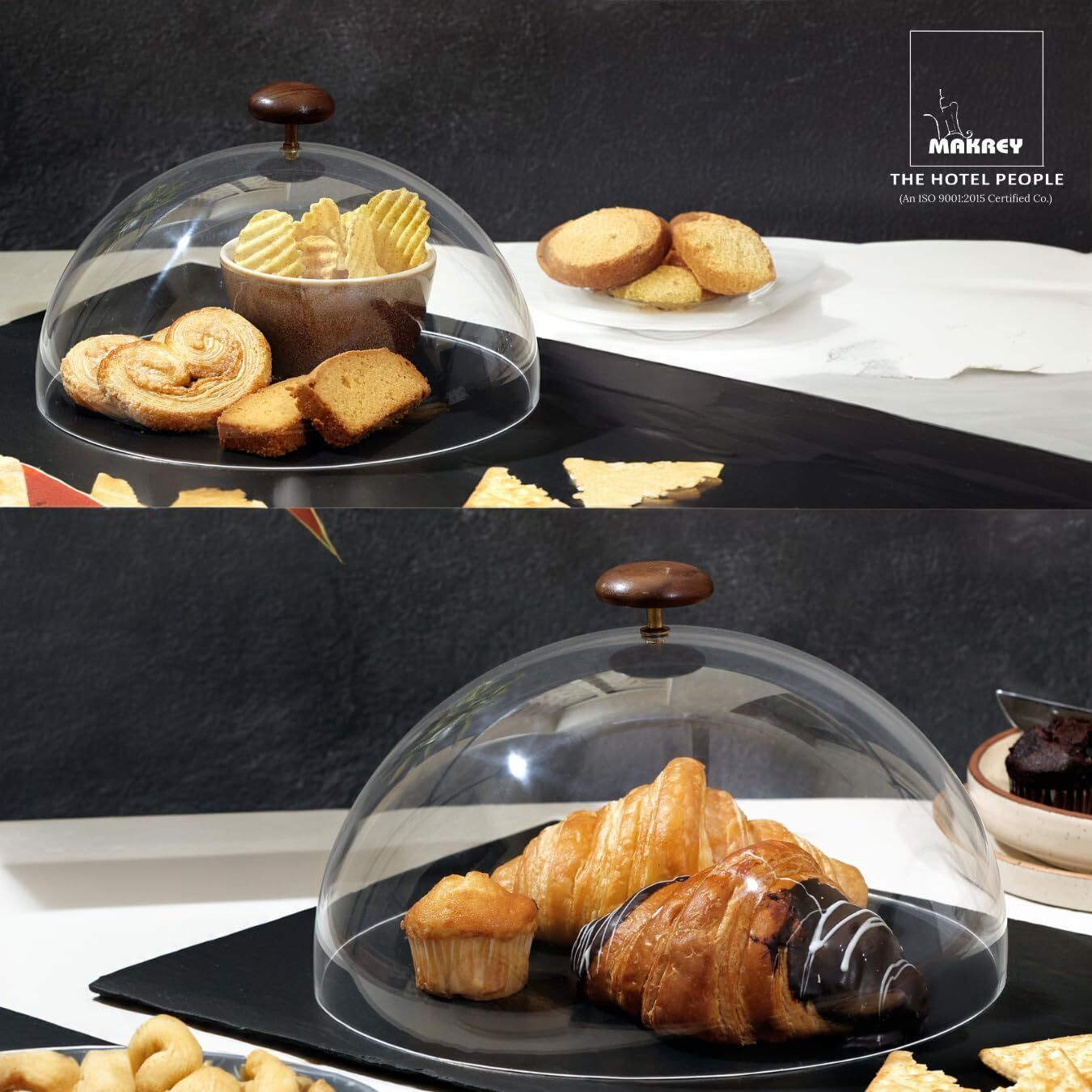 makrey Cake Food Cover Dome Cloche 10"/ 25.4cm & 12"/30.5cm Acrylic Cake Server-picture-35
