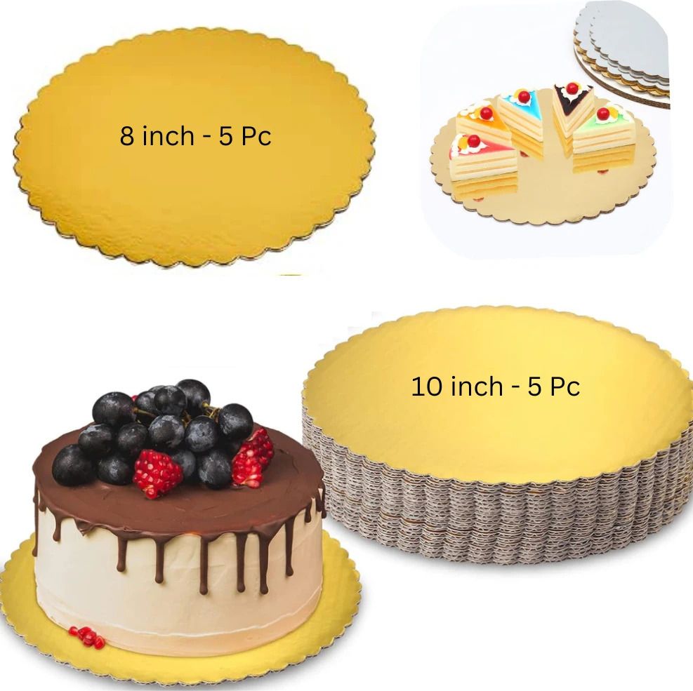 10 Pcs Flower Cake Board Base 8 inch +10 inch 5 pcs Each | Round Cake Boards Paper Cake Server