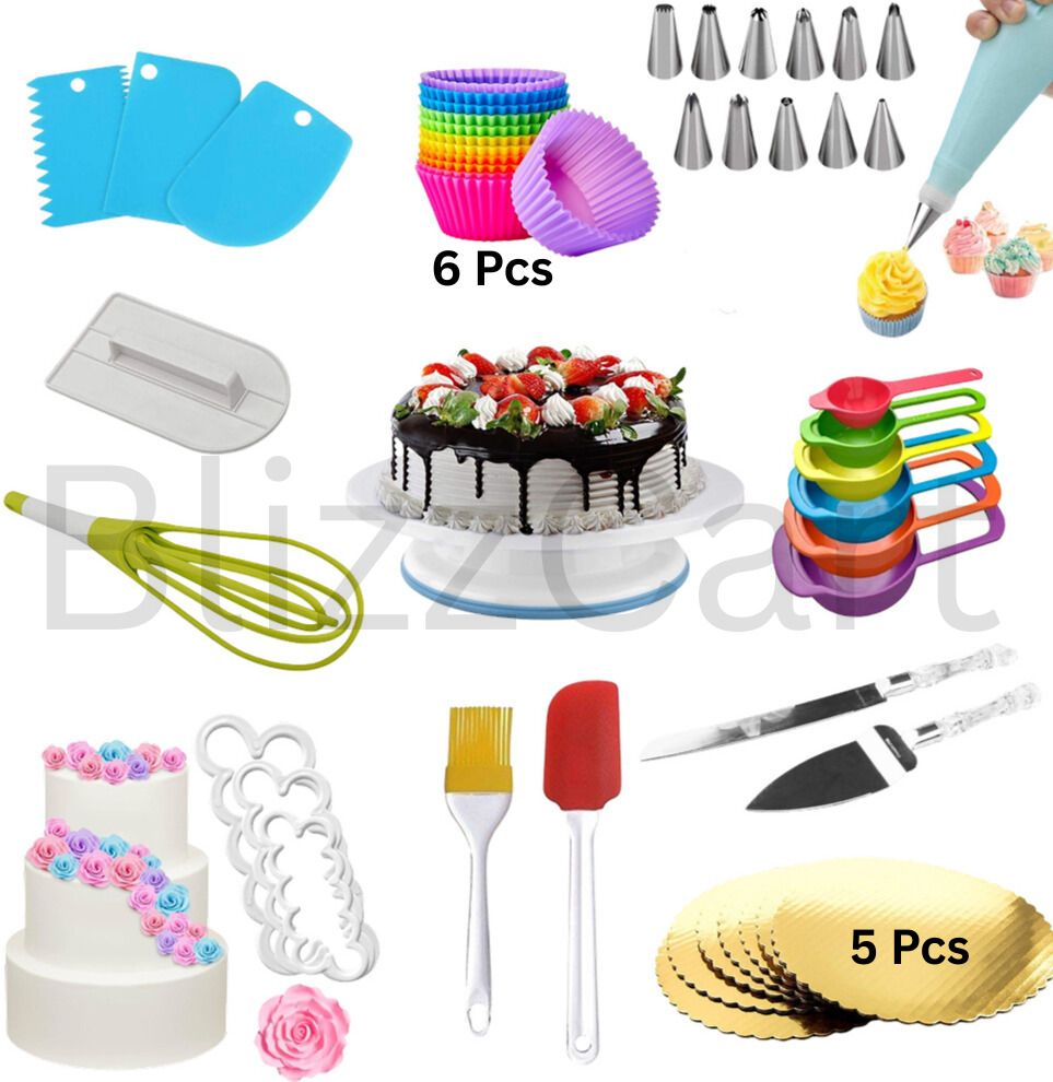 blizzcart 11 Pcs Cake Making Tools With 360 Roatating Heavy Table Plastic Cake Server-picture-30