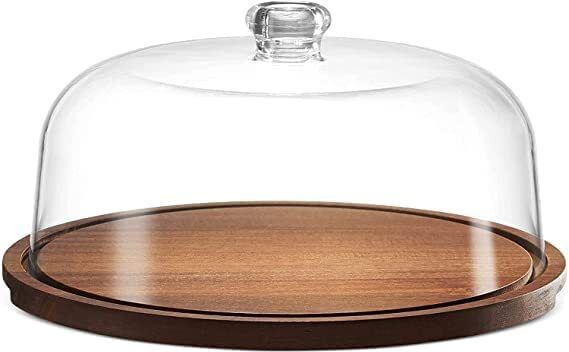 Wooden Cake Stand with Acrylic Dome, Round Cake Dessert Serving Tray Platter, Acrylic Cake Server-image-28
