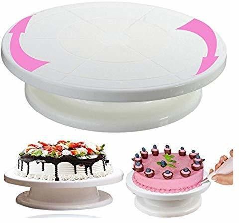 fulkiza 28 cm, 360 Degree Rotating Revolving Cake Turn Table/Cake Decorating Plastic Cake Server-picture-36