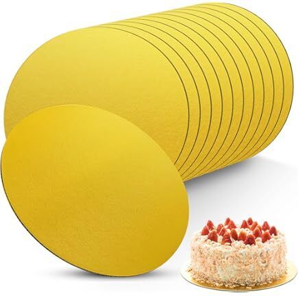 sourcekart 12Inch Round Golden MDF Cake Base Wooden Cake Server-picture-14