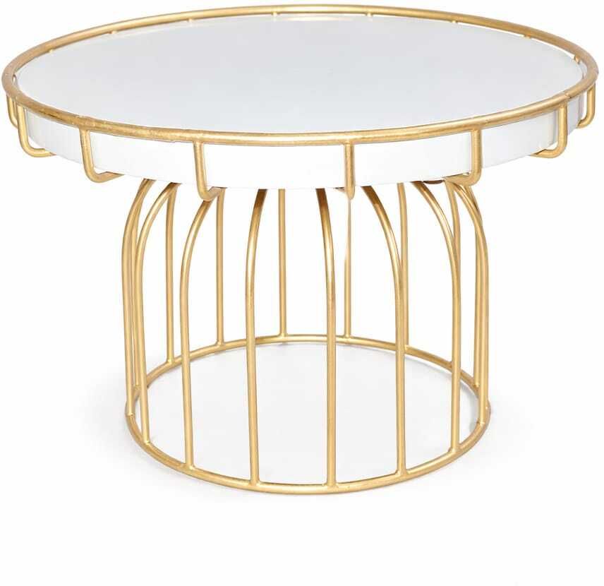 suryatrader Royal Aura Round Metal Side Table Iron, Gold Plated Cake Server-picture-36