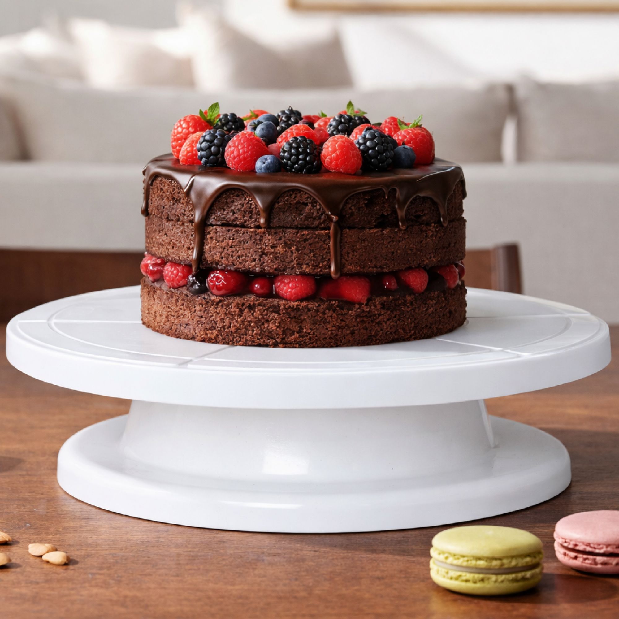hardstone 11 Inch Rotating Cake Stand 360° Cake Turntable with Non-Slip Base Plastic Cake Server-picture-11