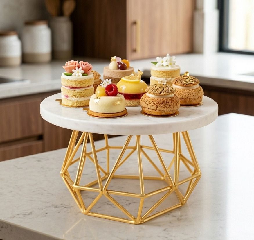 m u d handicraft Luxury Diamond Geometric Gold Metal Cake Stand Iron Cake Server-picture-48
