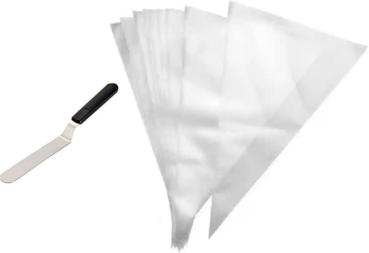 marvino 10” Angular Cake Palette Knife and piping bag (12pcs) Stainless Steel Cake Server-picture-28