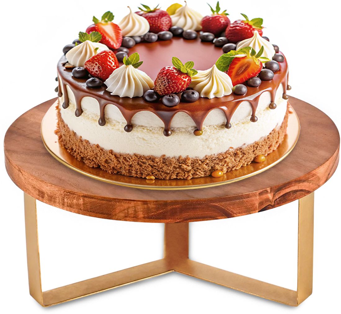 decortwist Wooden Cake Stand for Party Cake Cutting Holder Cake Tray Round for Decoration Wooden Cake Server-picture-23