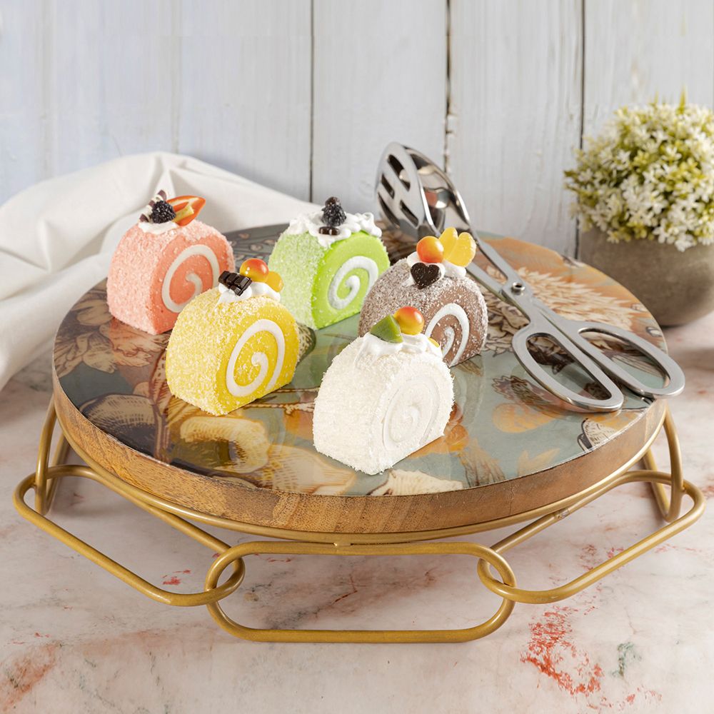 Elegant Medium Cake Stand To Cupcakes & Desserts For Gatherings, Wooden Cake Server-image-42