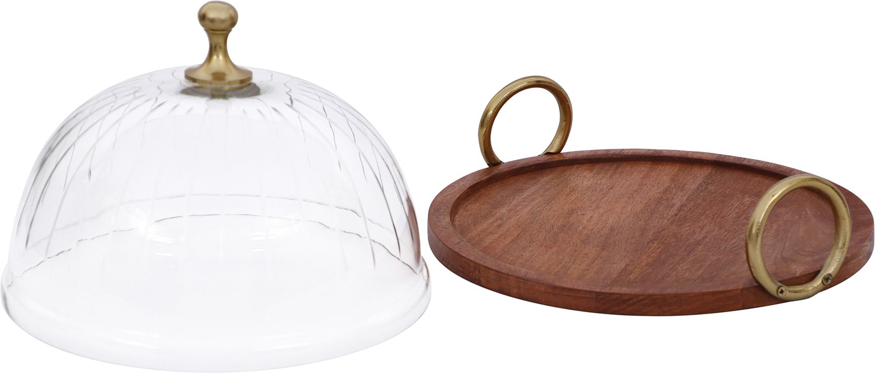 olivenest Jack Cake Plate Aluminium, Glass, Wooden Cake Server-picture-20