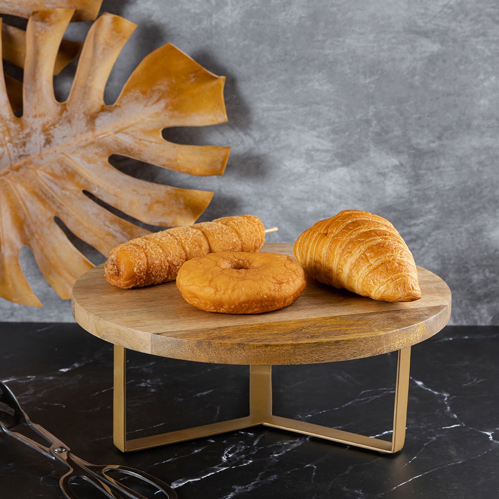 metalsmith Elegant Medium Cake Stand To Serve Cupcakes & Desserts For Gatherings, Wooden Cake Server-picture-23