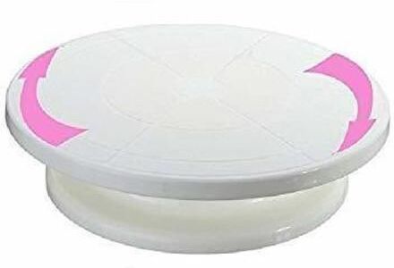 pgk traders Cake Decorating 360 Round Easy Rotate Turntable Revolving Stand, 28cm, White Plastic Cake Server-picture-11