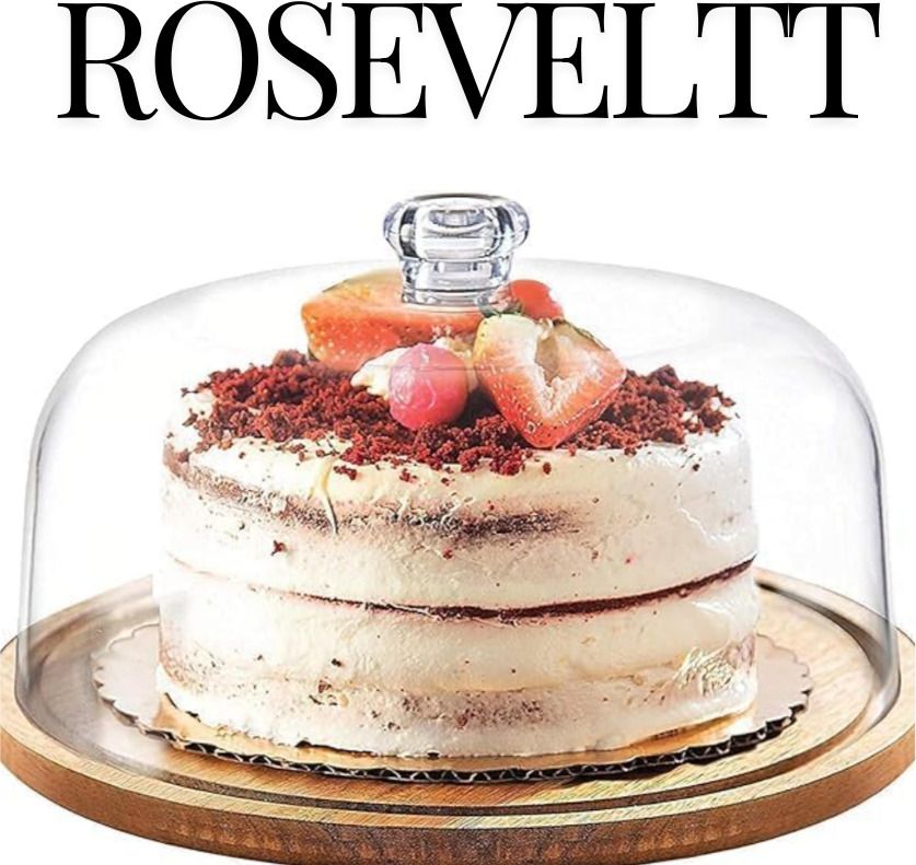 Wooden Cake Stand with Dome Wooden Cake Server-image-3