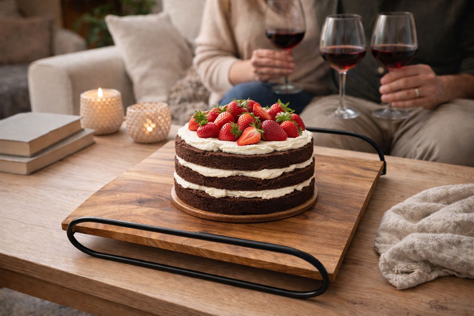 aanya home craft Acacia Wooden Cake, Pedestal Stand,Cake Display Stand,Wood Tray,Cake Plate Wooden Cake Server-picture-13