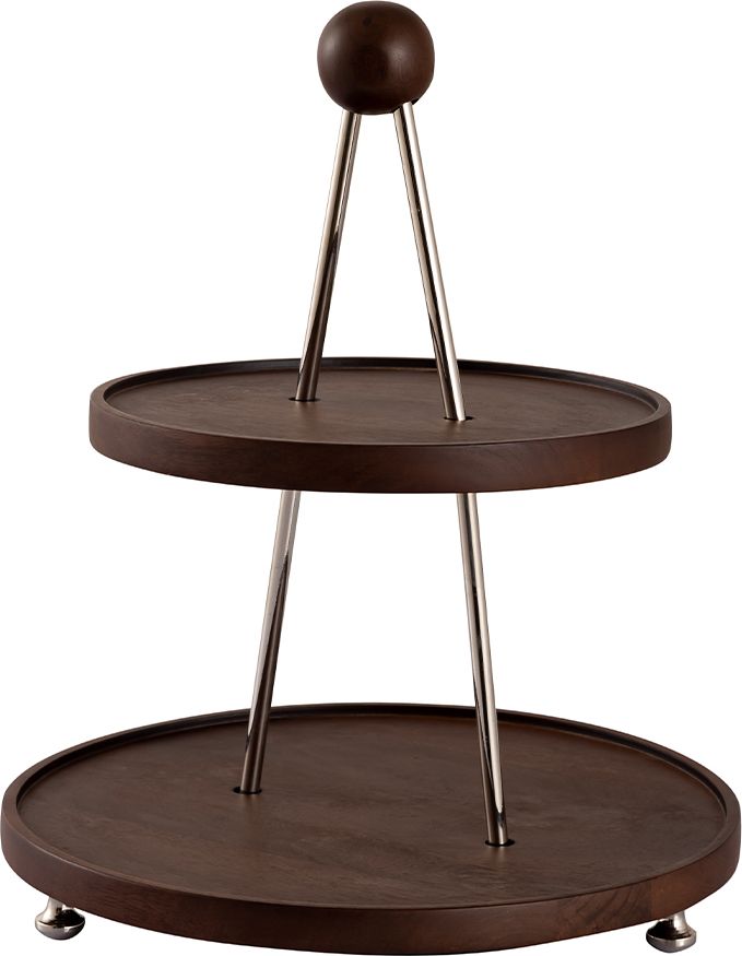 metalsmith Elegant Medium Cake Stand To Serve Cupcakes & Desserts For Gatherings, Wooden Cake Server-picture-25