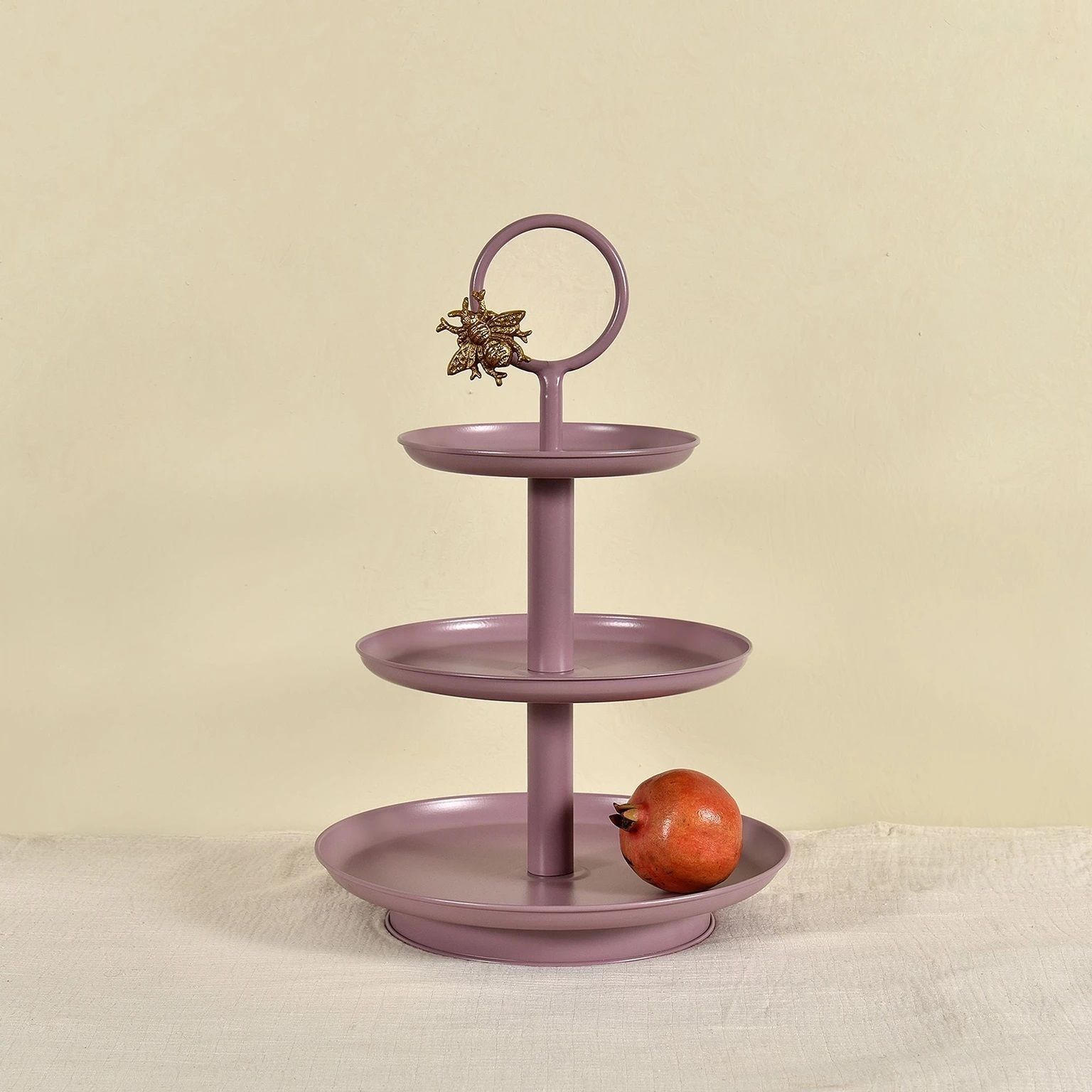 elan Royal Hive 3 Tier Cake Cupcake Stand Mauve Stainless Steel Cake Server-picture-11