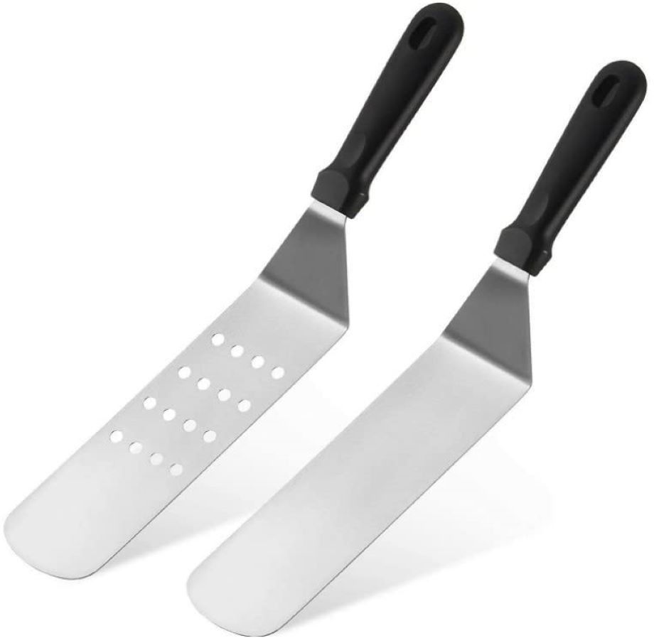 shoppershub pnq 2 Piece Set Pizza Lifter Shovel Set - 1 With Holes & 1 Without Holes Stainless Steel Cake Server-picture-41