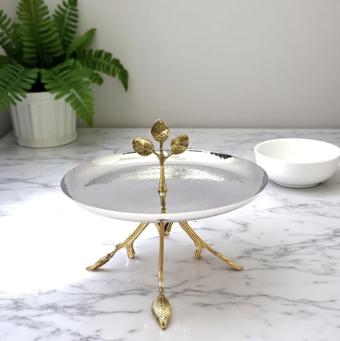 natriel Metallic One-Tier Serving Stand - Kitchen Decor Item Steel Cake Server-picture-43