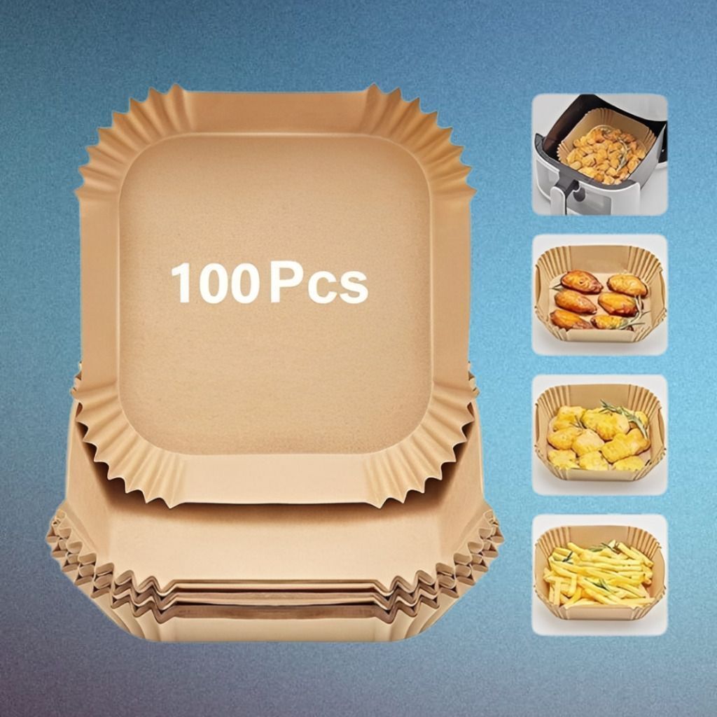 jiyana living 100 Pcs Non-Stick Square Air Fryer Paper Liners for Cooking Paper Cake Server-picture-33
