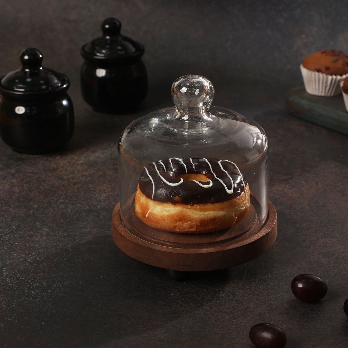 ireka homes Glass, Wooden Cake Server-picture-5