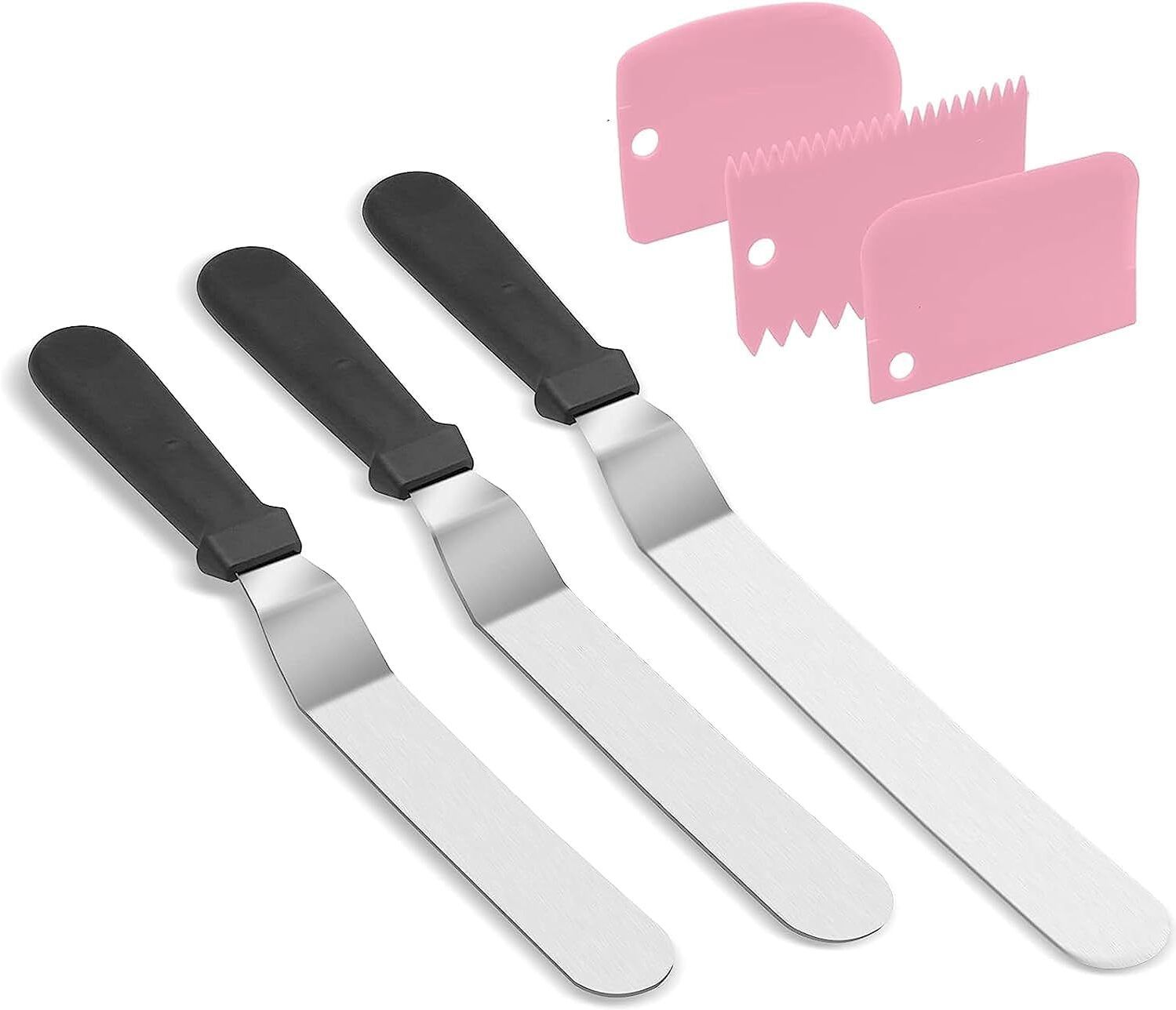 v bright Cake Palette Bend Knife 6, 8, 10 INCH Set with Cake Scrapper Stainless Steel Cake Server-picture-31