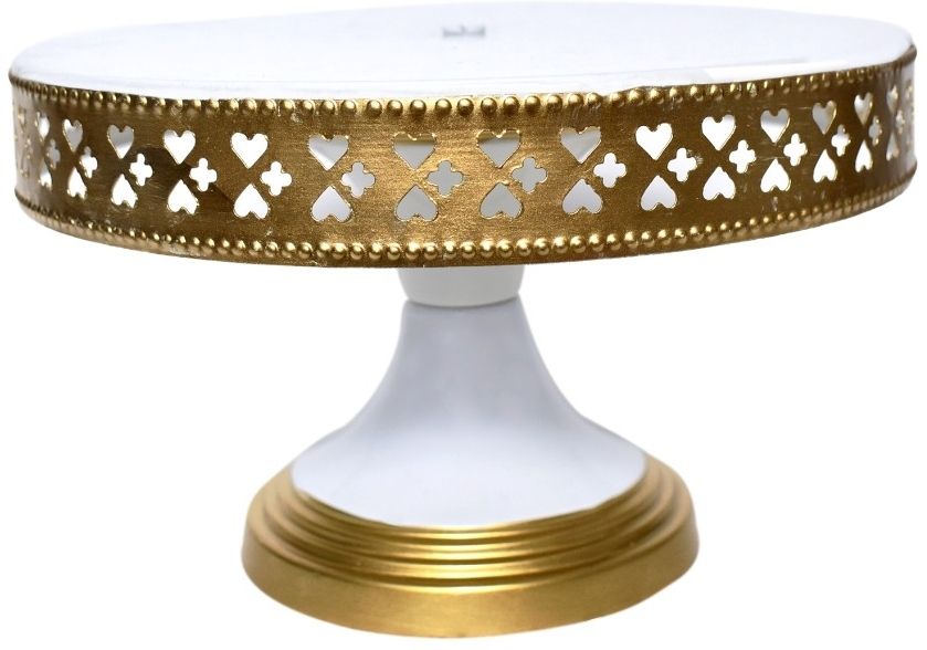 nitya creative Golden & White Metal Unbreakable Cake Stand for Cake Cutting Birthday Party Steel Cake Server-picture-34