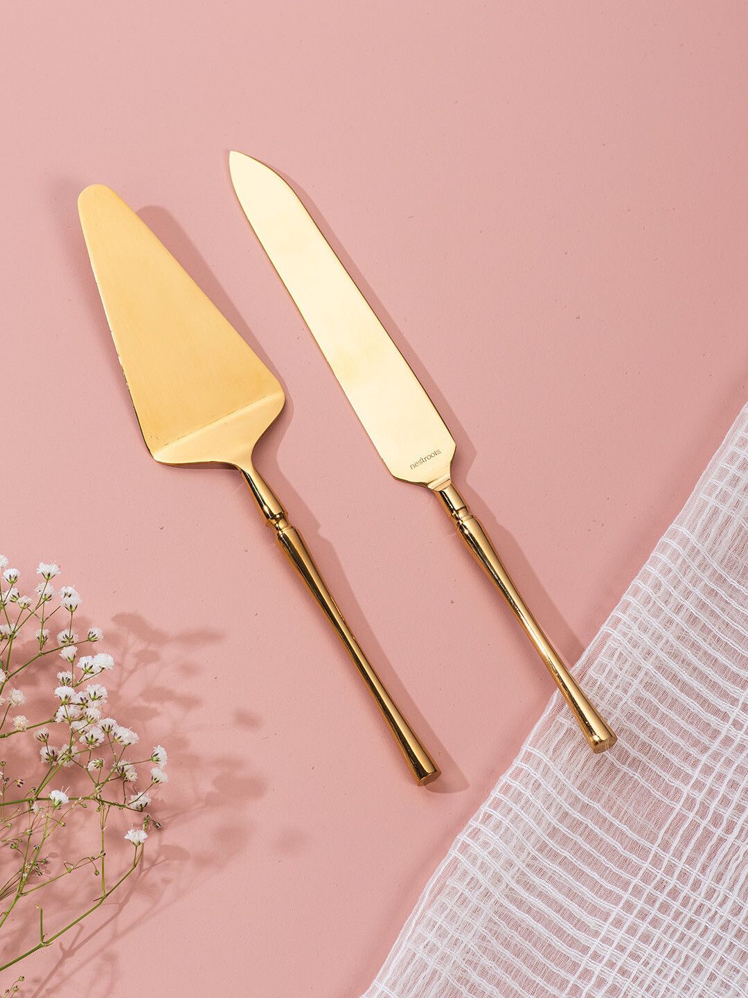 nestroots Cake Server Set of 2, Curved Handle Stainless Steel Cake Server-picture-22