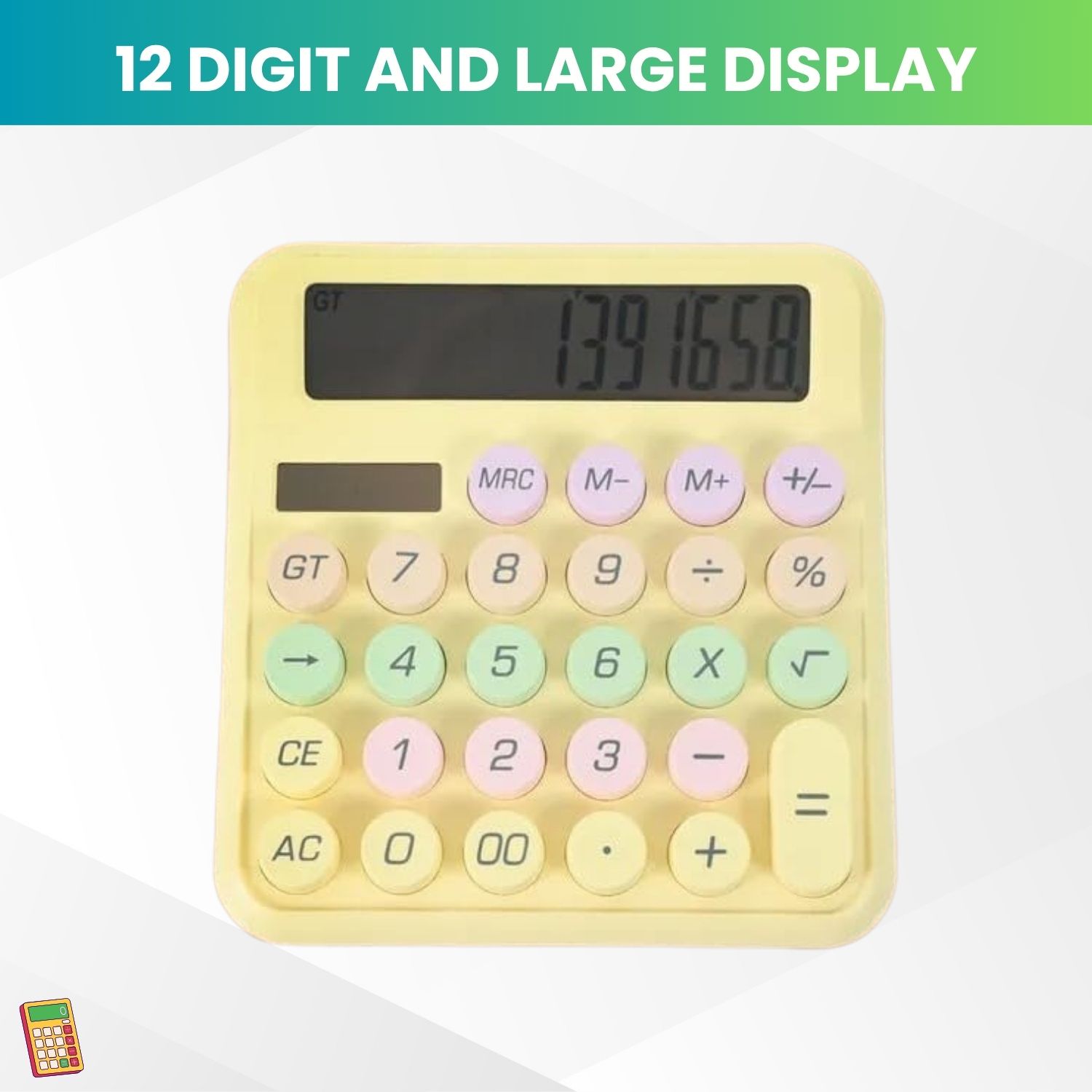 sacro Desktop Cute Calculator, 12-Digit Large Display With Aesthetic Candy ColorR349 Desktop Cute Calculator, 12-Digit Large Display With Aesthetic Candy ColorQ349 Basic Calculator-picture-13