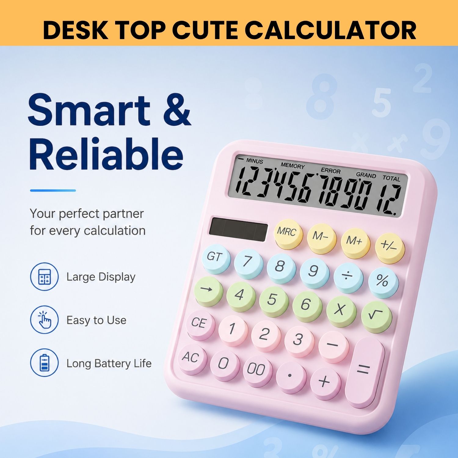 Desktop Calculator 12 Digits Large LCD Display & Big Buttons For Home/OfficeN245 Financial Calculator-image-46