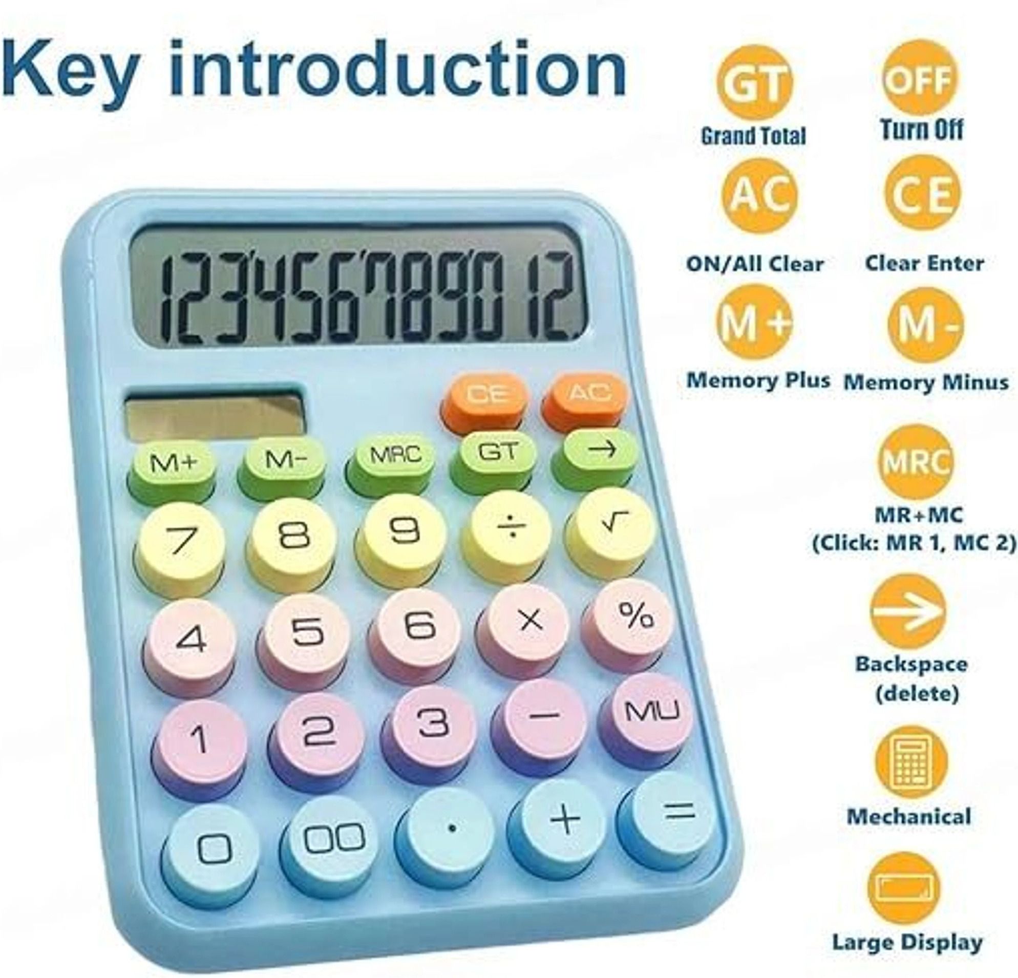 vanzara Portable 12-Digit Calculator with Big Display, Fast Input Keys D11 Standard 12-Digit Office Calculator with Large LCD Display, Dual Power C11 Financial Calculator-picture-12