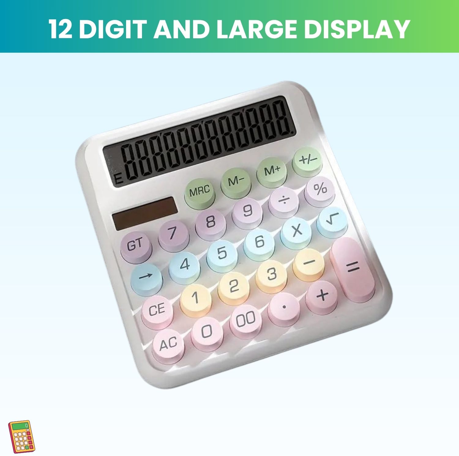 clairbell Desktop Cute Calculator, 12-Digit Large Display With Aesthetic Candy ColorI1 Desktop Cute Calculator, 12-Digit Large Display With Aesthetic Candy ColorQ1 Basic Calculator-picture-14