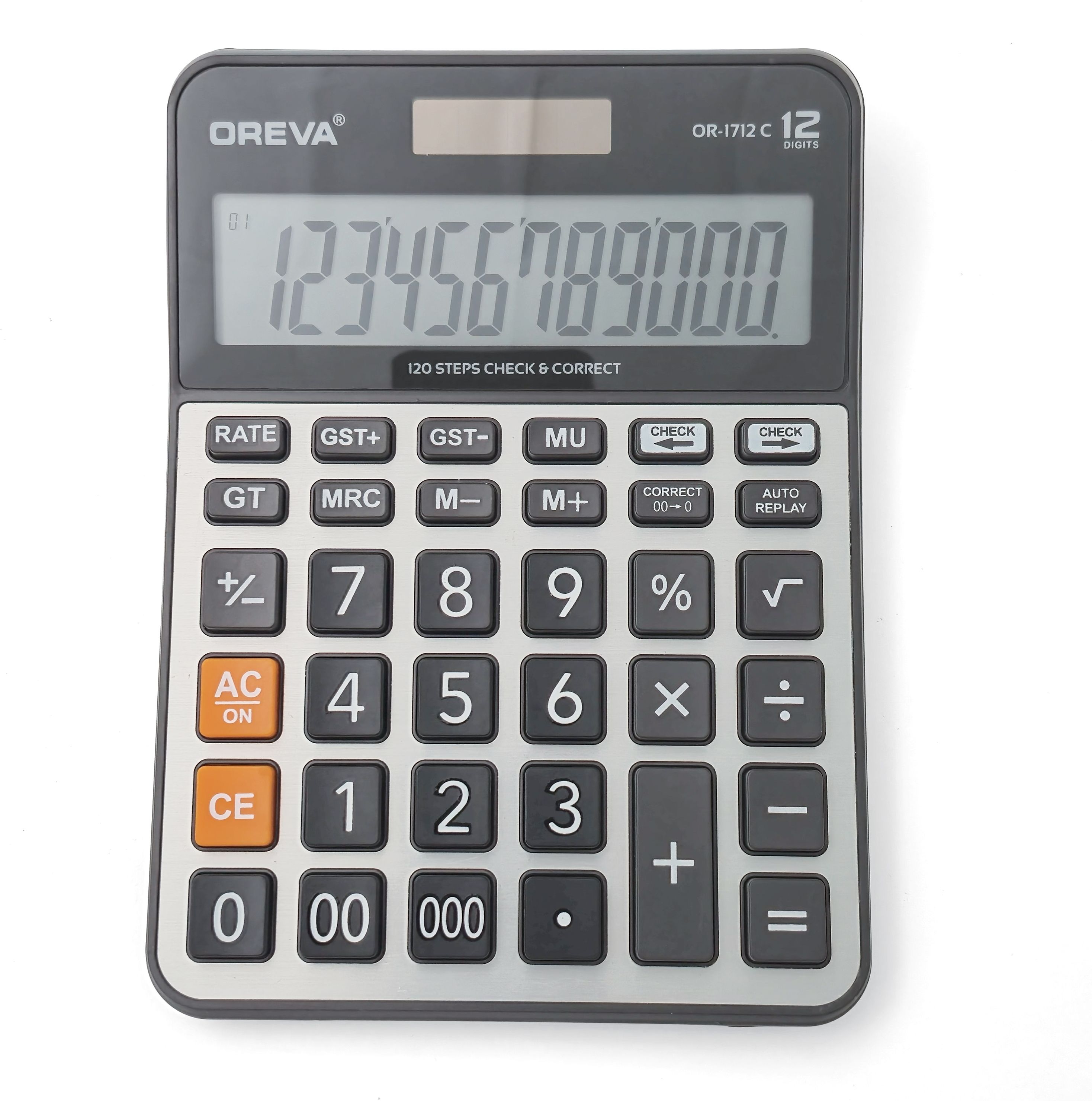 OR-1712 C Desktop Calculator Aluminum Face Triple Zero Function 120 Steps LCD Display Basic Calculator-image-10