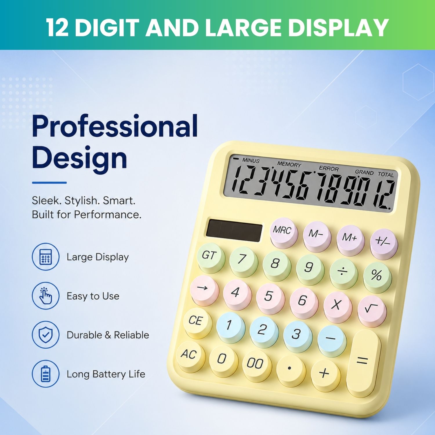 guggu Desktop Calculator 12 Digits Large LCD Display & Big Buttons For Home/OfficeM258 Financial Calculator-picture-11
