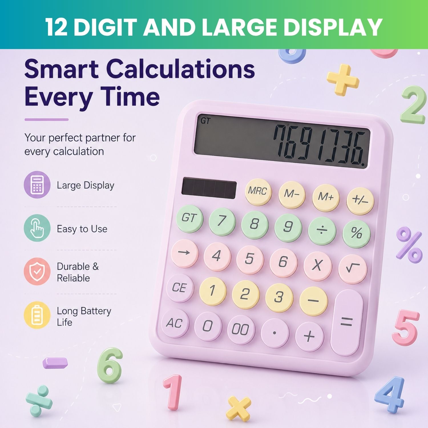 yaroh Desktop Calculator 12 Digits Large LCD Display & Big Buttons For Home/OfficeB385 Financial Calculator-picture-25