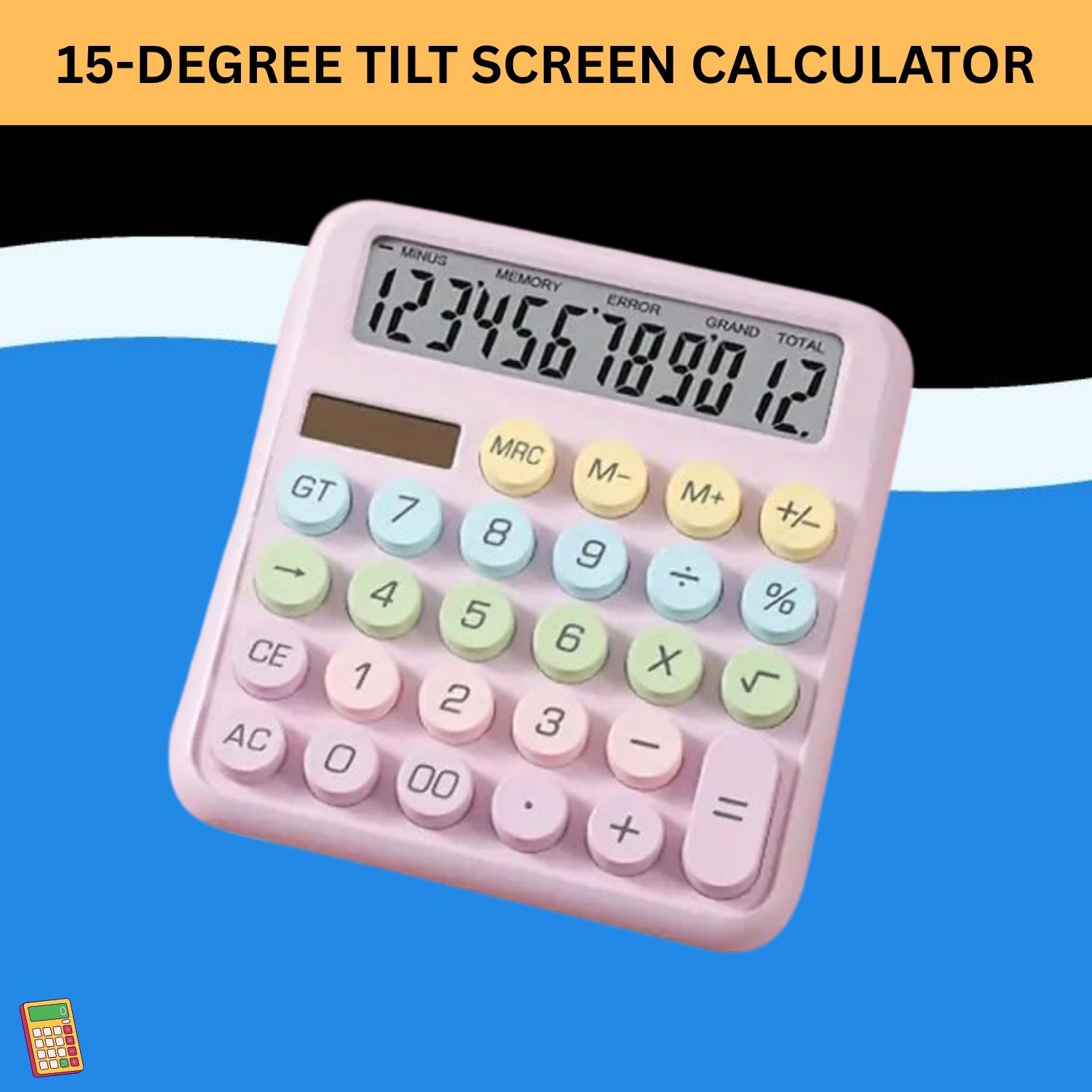 clairbell Desktop Cute Calculator, 12-Digit Large Display With Aesthetic Candy ColorO404 Desktop Cute Calculator, 12-Digit Large Display With Aesthetic Candy ColorW404 Basic Calculator-picture-4