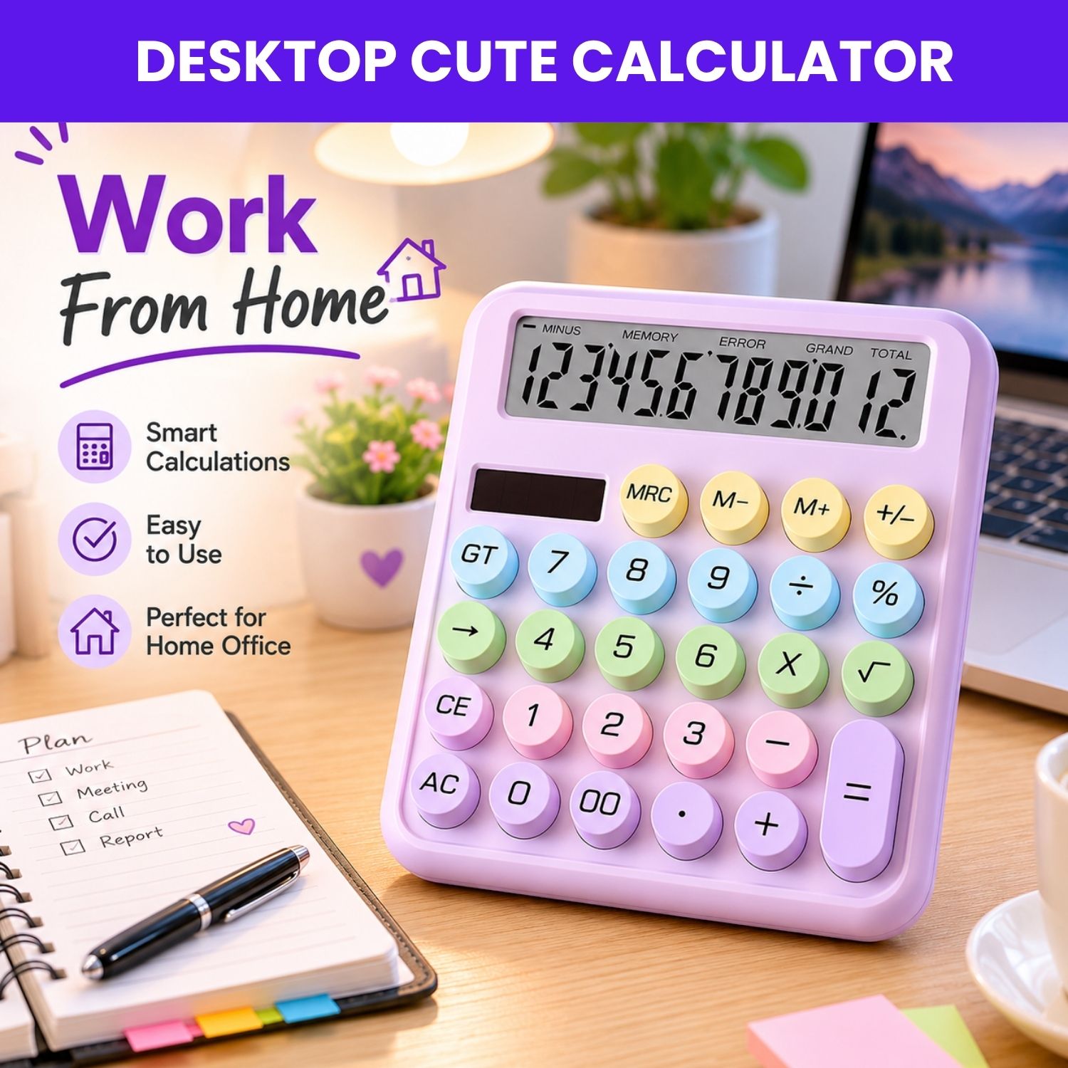clairbell Desktop Calculator 12 Digits Large LCD Display & Big Buttons For Home/OfficeM3 Financial Calculator-picture-18