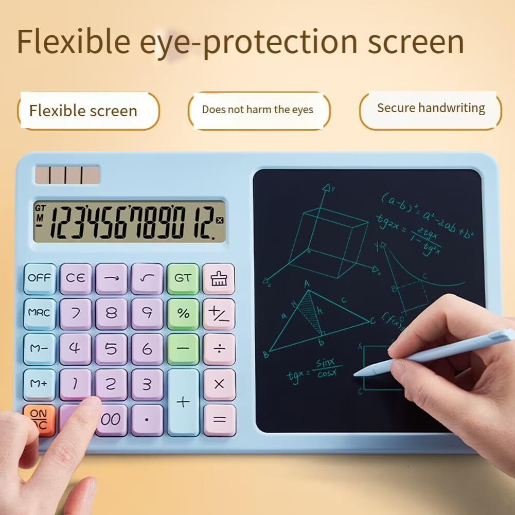 Calculator with Writing Pad, 12 Digit LCD Writing Tablet Calculator with Writing Pad,Foldable Digital Notepad Basic Calculator-image-18