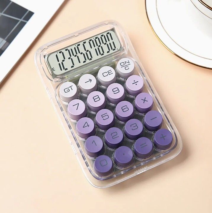 724 Transparent Handheld Calculator with Pastel Mechanical Buttons | Battery Powered Basic Calculator-image-7