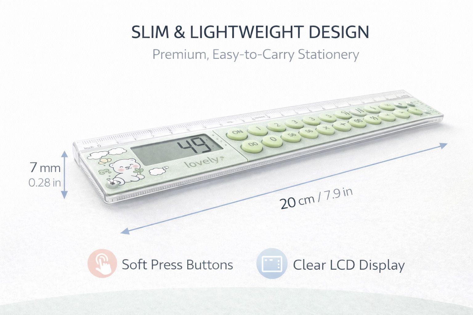 PESTAL COLOUR GREEN 2-in-1 Design – Scale + Digital Clock Basic Calculator-image-43