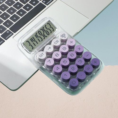excecar 4754 Mechanical Calculator - Comfortable Typing, Transparent Gradient Design for Home BasicCalculator-picture-24