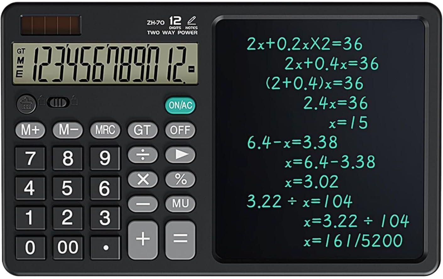 12 Digits Desktop Calculator with Large Hand-Writing LCD Notepad Solar Power 12 Digits Desktop Calculator with Large Hand-Writing LCD Notepad Solar Power Basic Calculator