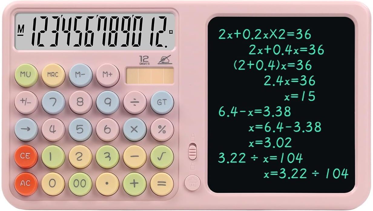 Calculator with Notepad 12 Digit Display LCD Writing Tablet Desk Calculator with Notepad and Stylus, 12 Digit Display, LCD Writing Tablet Basic Calculator-image-21