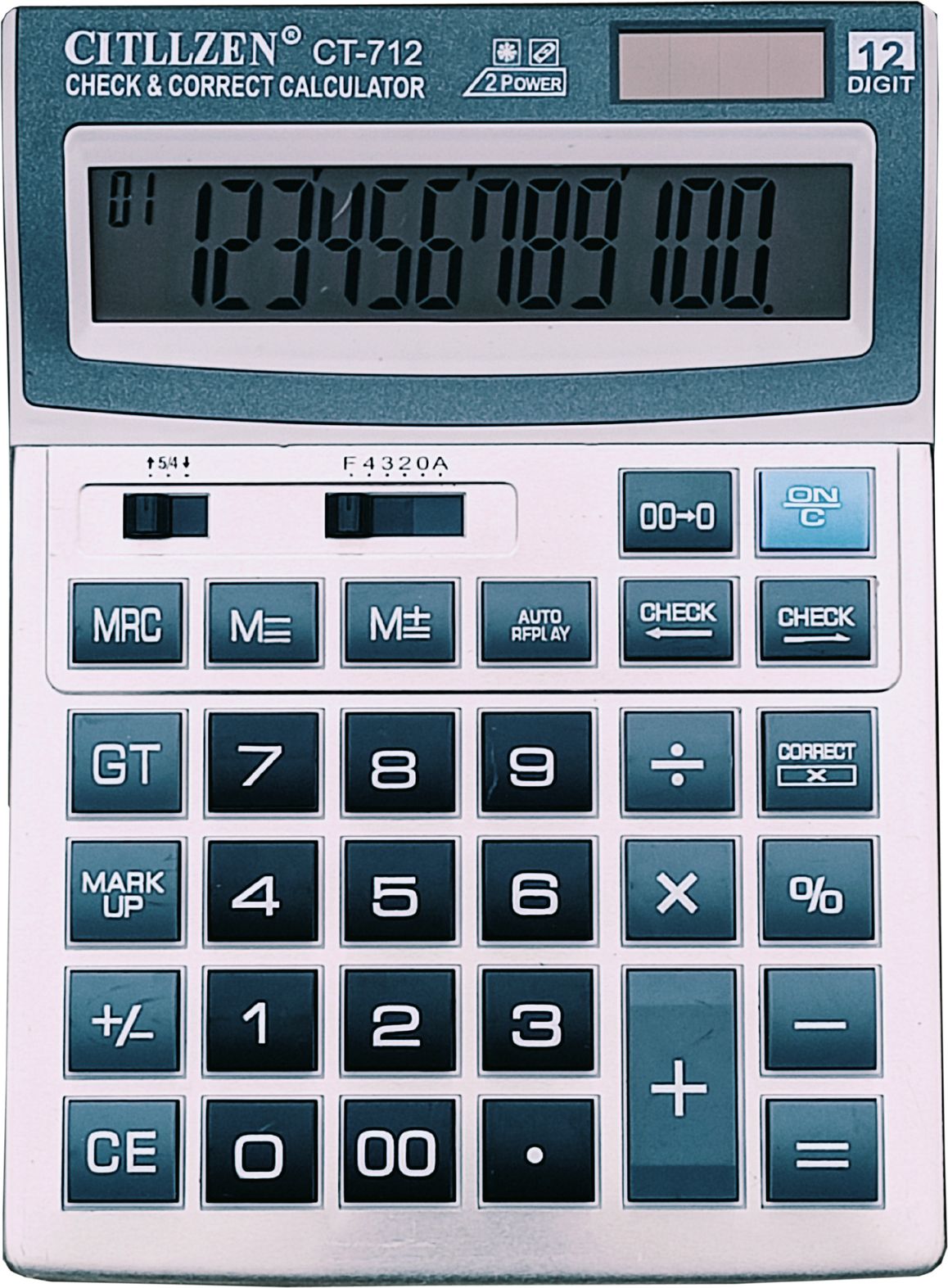 CT-712 Two Way Power, 112 Steps Check, 12 Digit & 5 Inch Big Display MU Electronic Financial Calculator