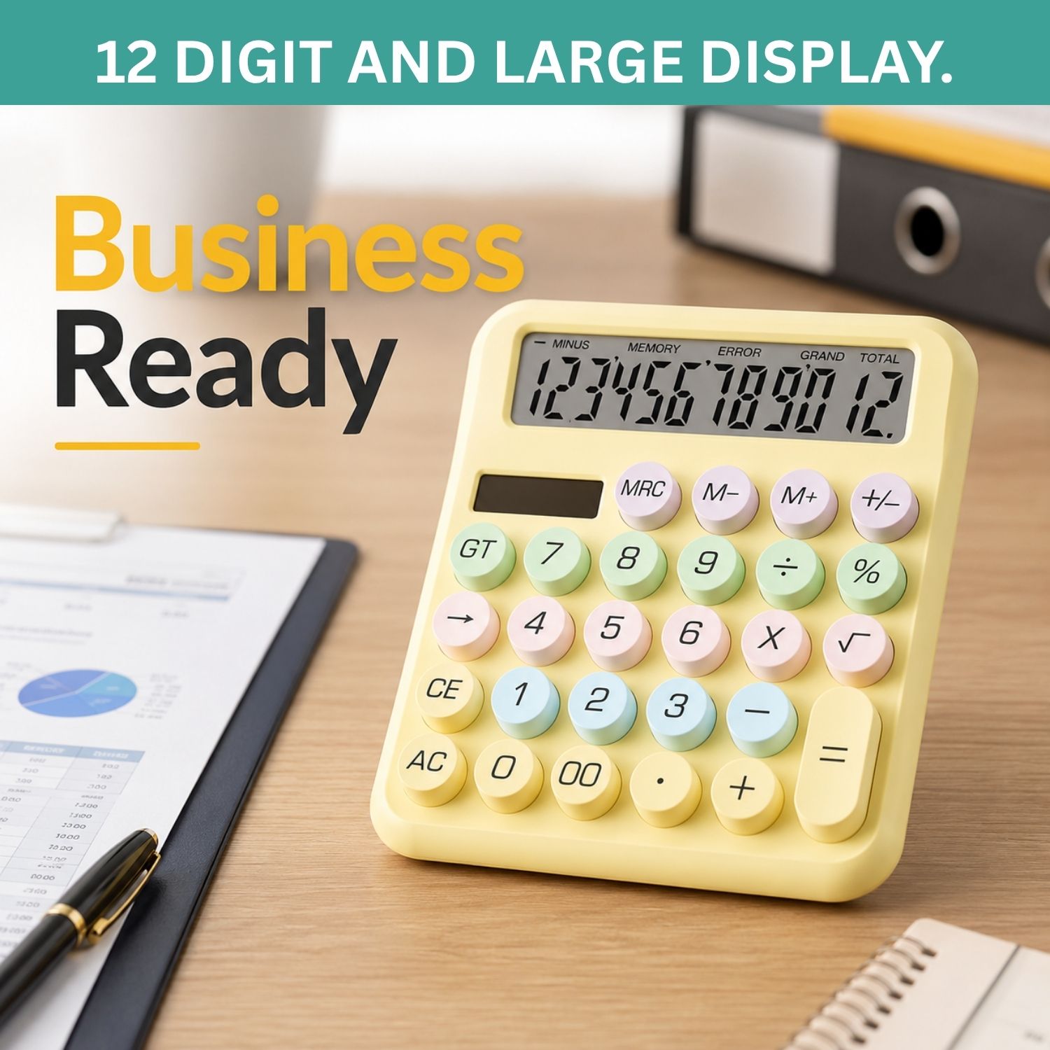 clairbell Desktop Calculator 12 Digits Large LCD Display & Big Buttons For Home/OfficeB223 Financial Calculator-picture-23