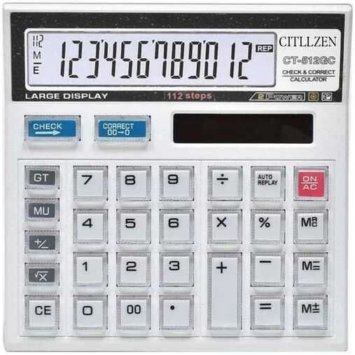 CT 512GW White Calculator Solar and Battery Power With Glass Buttons Anti Break For Home, Office, School, Students Basic Calculator