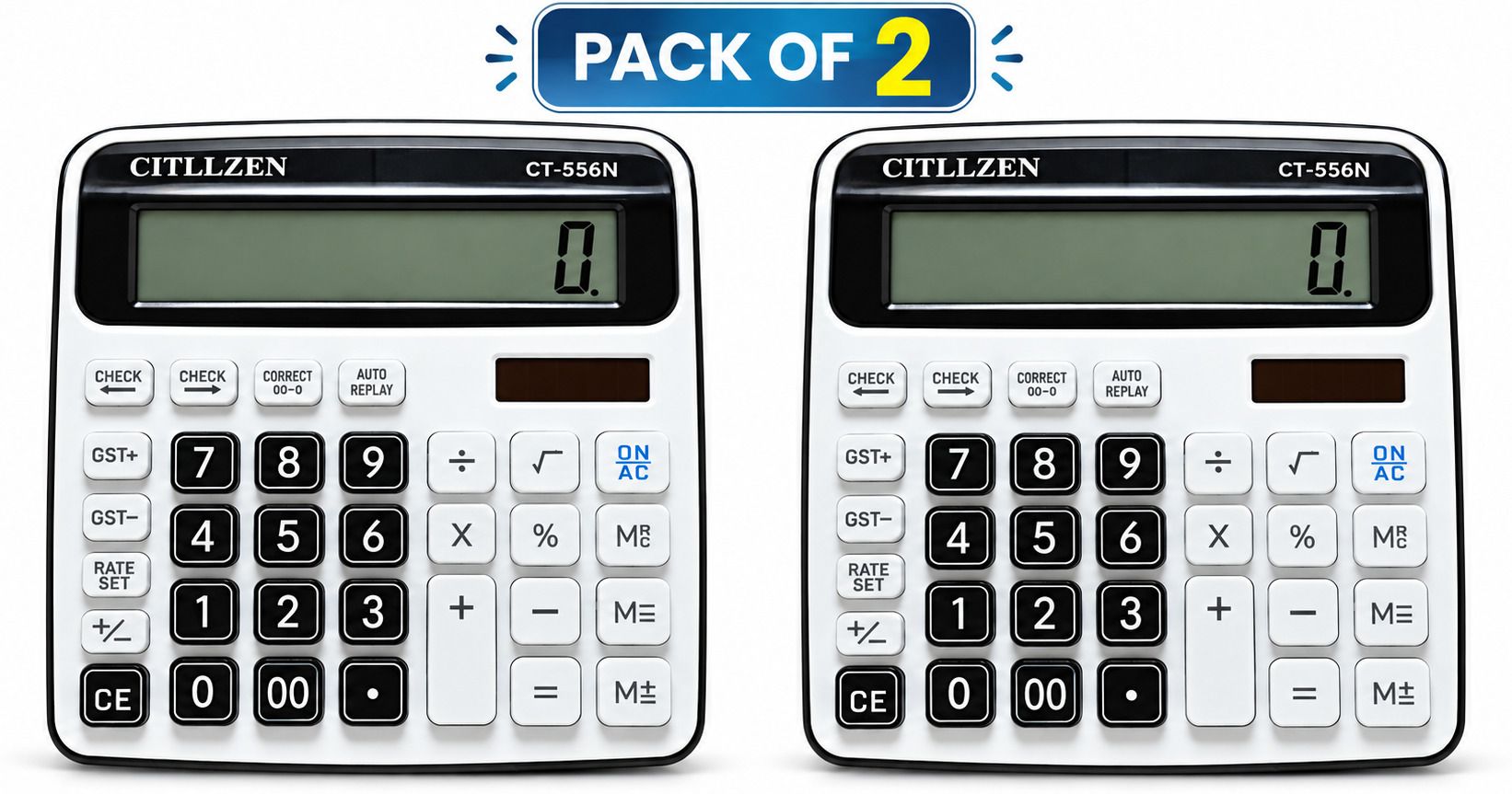 villy CT-556N Pack of 2 12-Digit Electronic Calculators with GST, 120-Step Check Financial Calculator-picture-27