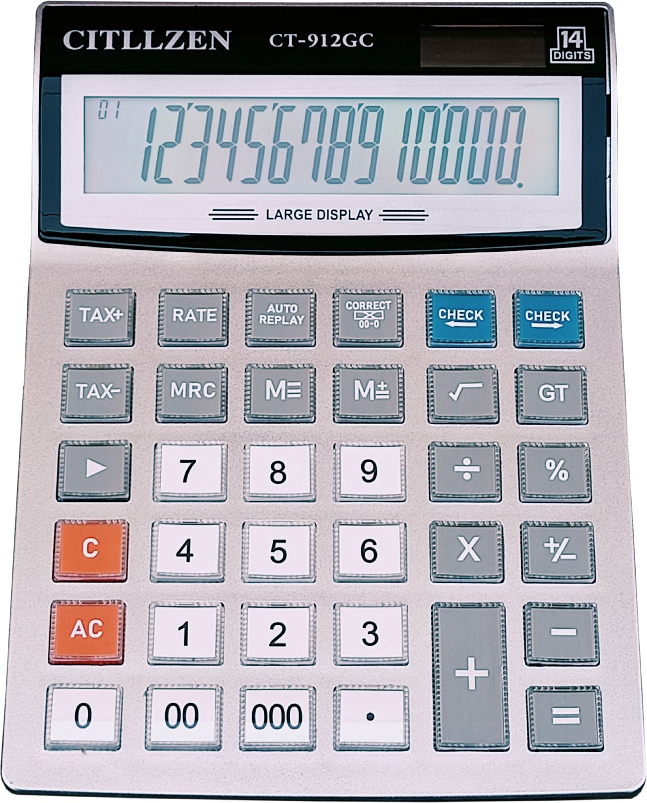 CT-912GC 14 Digits, 5 Inch Extra Large Display, 112 Steps Check & Correct FinancialCalculator