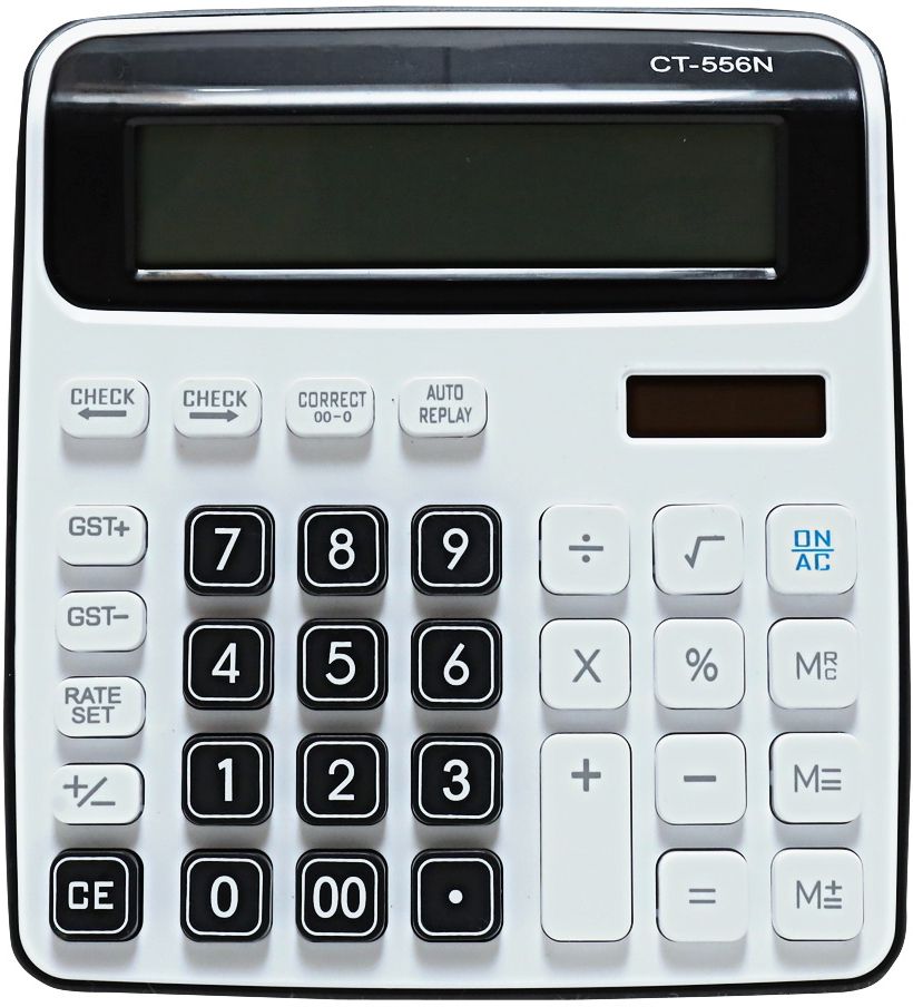 Desktop Calculator 12 Digit, Dual Power (Solar + Battery), GST & Memory Function Financial Calculator