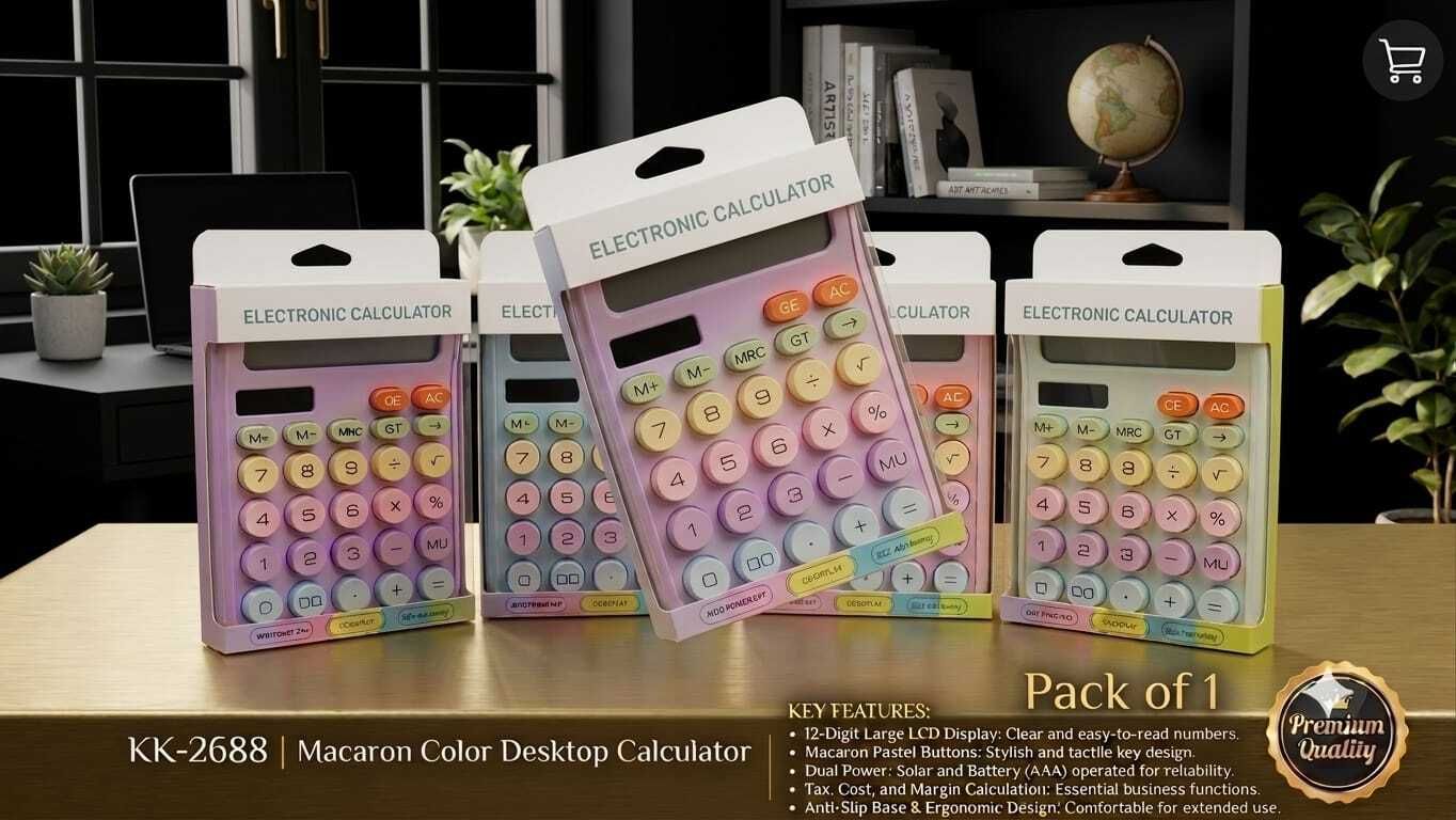 unique wear collection Smart Calculator pack of 1 Standard 12-Digit Office Calculator with Large LCD Display, Dual Power C302 Basic Calculator-picture-11