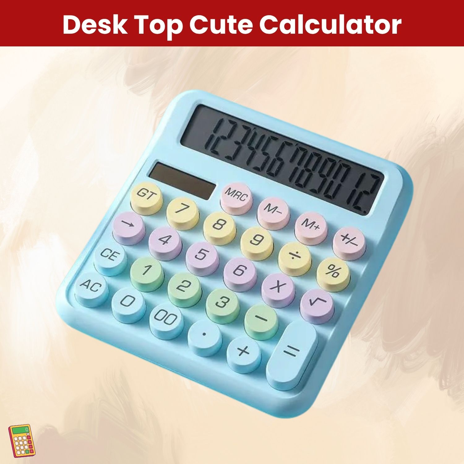 clairbell Desktop Cute Calculator, 12-Digit Large Display With Aesthetic Candy ColorO360 Desktop Cute Calculator, 12-Digit Large Display With Aesthetic Candy ColorE360 Basic Calculator-picture-2